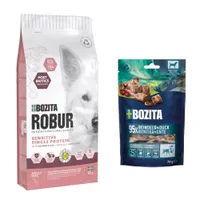 Bozita Robur pienso para perros + 2 x 70 g Bozita Meaty Bites ¡gratis! - Sensitive Single Protein salmón y arroz (12 kg) + Meaty Bites (2 x 70 g)