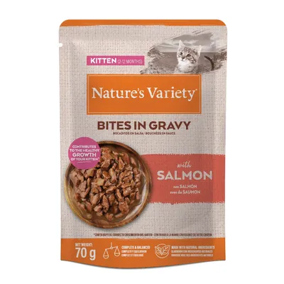 Nature's Variety Kitten Bites szószban gazdaságos csomag 56 x 70 g - Lazac
