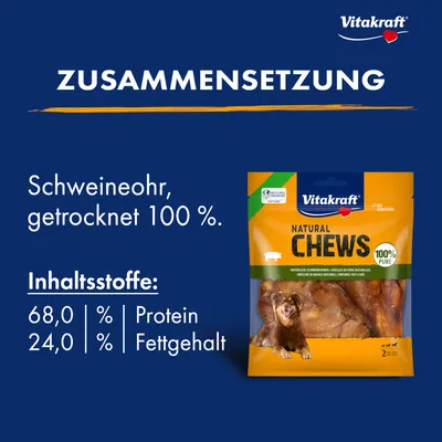 Vitakraft Natural Chews Urechi de porc naturale - 2 bucăți (44 g)