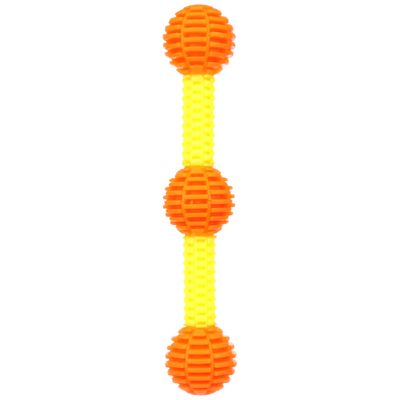 Flamingo hondenspeeltje Lipa stok met ballen Maat L: Ø 6,5 x L 33,5 cm