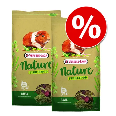 Versele-Laga Nature Fibrefood Cavia, High Fibre, 2x2,75kg. Angebot mit rotem Prozent-Symbol.