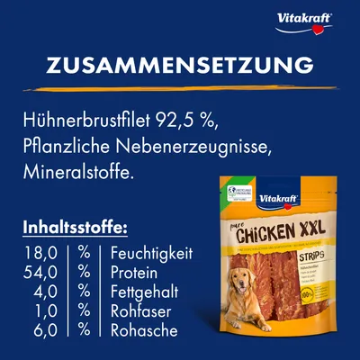 Vitakraft Pure Chicken XXL Strips csirkefilé - 2 x 250 g