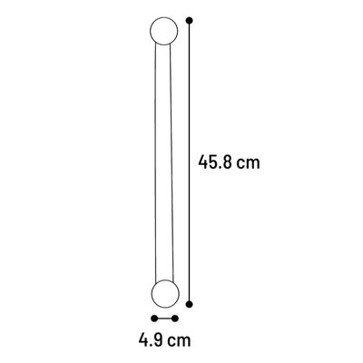 Diagram met afmetingen: lengte 45,8 cm en breedte 4,9 cm.
