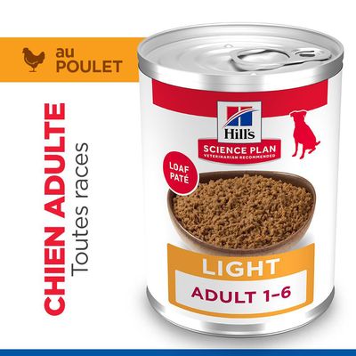 Hill's Science Plan Adult 1-6 Light 6 x 370 g poulet pour chien