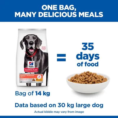 Hill's Science Plan Perfect Digestion Adult Large με Κοτόπουλο & Καστανό Ρύζι - 14 kg