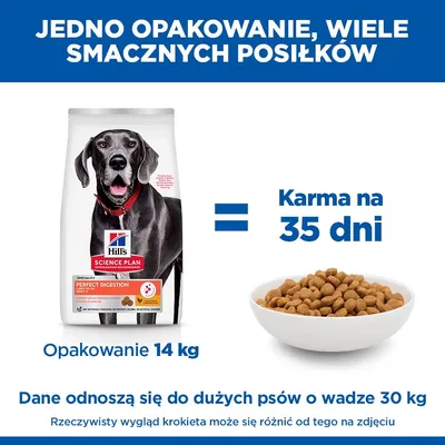 Hill's Science Plan Perfect Digestion Adult Large, kurczak i brązowy ryż - 14 kg