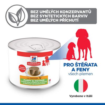 Hill's Science Plan Puppy & Mother Tender Mousse - Kuřecí (12× 200 g)