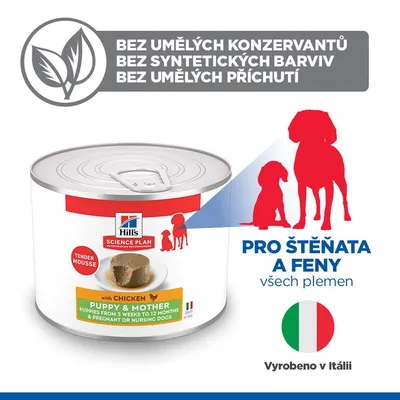 Hill's Science Plan Puppy & Mother Tender Mousse - Kuřecí (24× 200 g)