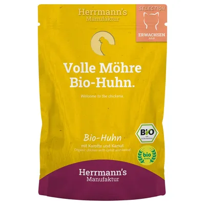 Herrmanns Selection / Bio-Selection 12 x 100 g - Ekologisk kyckling med ekologisk morot & ekologiskt kamut