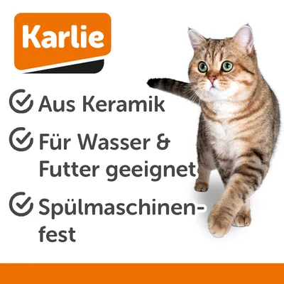 Karlie. Aus Keramik, für Wasser und Futter geeignet, spülmaschinenfest.