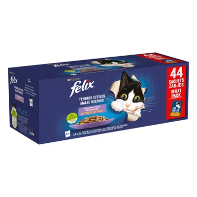 Lot économique Felix "Aussi bon que beau" Pouches 88 x 85 g -  sélection mixte : poulet, saumon, cabillaud, canard