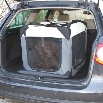 Kerbl Journey Cușcă de transport pentru animale, gri/bej - L 81 x l 58 x î 58 cm
