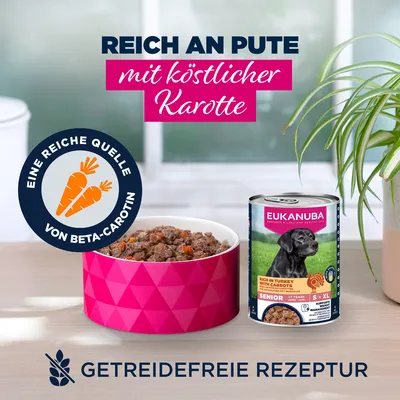 Eukanuba Senior Reich an Pute mit Karotten - Sparpaket: 48 x 400 g