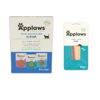 6 x 70g Applaws Wet Cat Food + 30g Applaws Cat Treat Free! * - Tuna Selection Mixed Pack (3 Varieties) with Broth (6 x 70g) + Loin Tuna (30g)