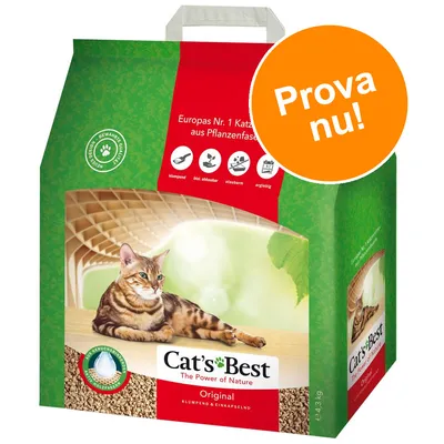 Cat's Best Original klumpande kattströ 4,3 kg. Text: Europas Nr. 1 Katzestreu aus Pflanzenfasern. Ikoner för klumpbildning, biologiskt nedbrytbar, dammfri, dryg. Orange cirkel: Prova nu! Cat's Best Original klumpande kattströ 4,3 kg. Text: Europas Nr. 1 Katzestreu aus Pflanzenfasern. Ikoner för klumpbildning, biologiskt nedbrytbar, dammfri, dryg. Orange cirkel: Prova nu!