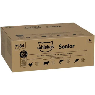 Jumbopack: Whiskas Senior portionspåsar 84 x 85 g - 7+ Blandat urval i gelé