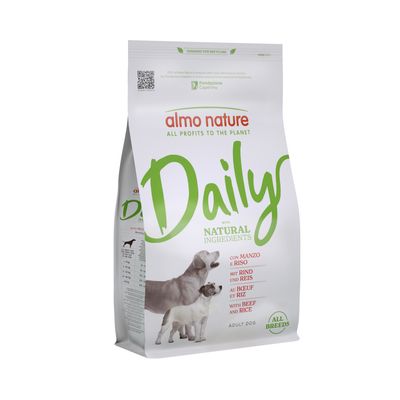 Almo Nature Daily pro všechna plemena hovězí a rýže Výhodné balení: 2 x 1,2 kg