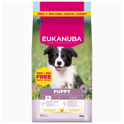 Eukanuba Premium Nutrition Puppy Medium Breed, kurczak - 2 x 15 kg