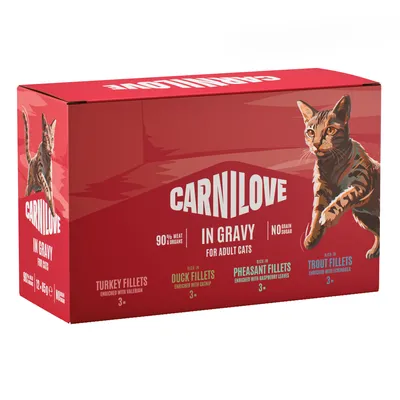 Carnilove Cat Pliculețe 12 x 85 g - Pachet mixt în sos (4 sortimente)