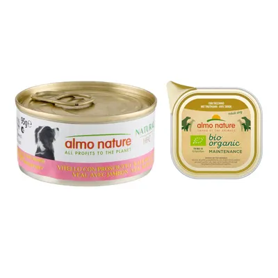 Prezzo speciale! 6 x 95 g Almo Nature HFC + 6 x 100 g Almo Nature BioOrganic Maintenance - Vitello con Prosciutto