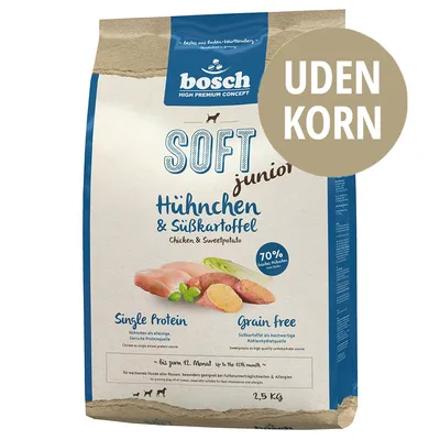 bosch SOFT junior Huhn & Süßkartoffel, Chicken & Sweetpotato, 70 % frisches Hühnerfleisch, Single Protein, Grain Free, UDEN KORN, 2,5 kg bosch SOFT junior Huhn & Süßkartoffel, Chicken & Sweetpotato, 70 % frisches Hühnerfleisch, Single Protein, Grain Free, UDEN KORN, 2,5 kg