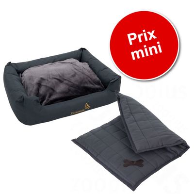 Lot : Sleepy Time panier avec coussin, gris + couverture Freedom Bone pour chien taille S