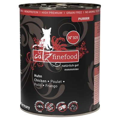 Catz Finefood våtfoder för katter, smak får, förpackning med 12 burkar à 400g. Naturligt bra, utan socker, inga djurförsök, monoprotein.