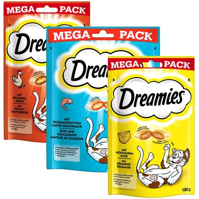 Dreamies Big Pack -säästöpakkaus 6 x 180 g - lajitelma: juusto, kana & lohi 