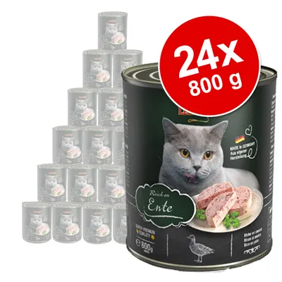 24x 800g Dosen Katzenfutter, reich an Ente. Made in Germany, aus eigener Herstellung. Super Premium Qualität.