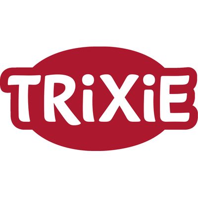 Grå beskyttelseskrave med Trixie-logo, polstret og justerbar, egnet til støtte ved heling hos kæledyr.