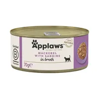 Applaws Adult Conserve în supă 6 x 70 g - Macrou & sardine