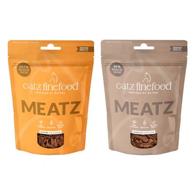 catz finefood MEATZ Kyckling. 99,5 % muskelkött, hög acceptans, spannmålsfri, inget tillsatt socker, återförslutningsbar, premiumkvalitet sedan 2010.