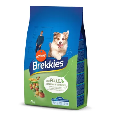 Affinity Brekkies dry food with chicken, vegetables and cereals. 4kg pack. 100% complete and balanced.