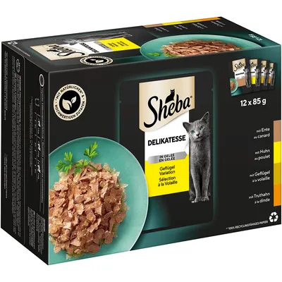 Sheba Pouches Fine Flakes 12 x 85g - Poultry Collection in Jelly