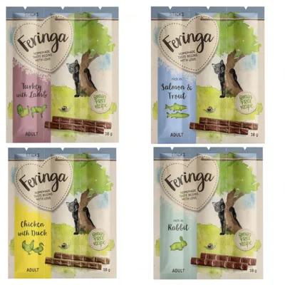 Probiermix Feringa Sticks 24 x 6 g Truthahn/Lamm, Huhn/Ente, Lachs/Forelle, Kaninchen