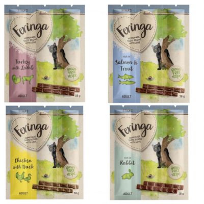 Probiermix Feringa Sticks 12 x 6 g Truthahn/Lamm, Huhn/Ente, Lachs/Forelle, Kaninchen