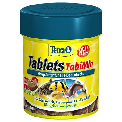 Tetra Tablets TabiMin, Hauptfutter für alle Bodenfische. Multi Tabletten mit Shrimps. Für Gesundheit, Farbenpracht und Vitalität. Biologisch ausgewogen. NEU.