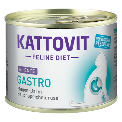 Kattovit Feline Diet Gastro s kachnou. Vylepšená receptura. Pro žaludek, střeva a slinivku.
