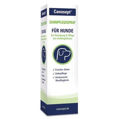 Canosept zubný sprej pre psy. Na čistenie a starostlivosť o psí chrup. Svieži dych, starostlivosť o zuby, zlepšená ústna hygiena. canosept.de. Canosept zubný sprej pre psy. Na čistenie a starostlivosť o psí chrup. Svieži dych, starostlivosť o zuby, zlepšená ústna hygiena. canosept.de.