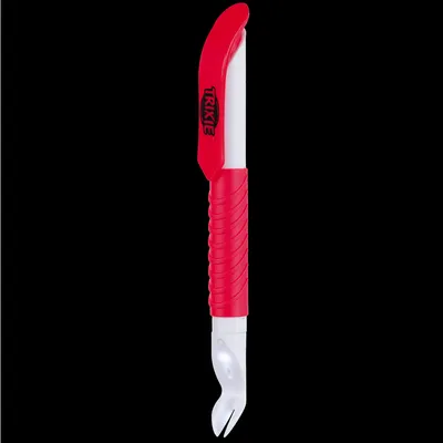 Roter Zeckenhaken von Trixie mit ergonomischem Griff und weisser Spitze zur sicheren Entfernung von Zecken.