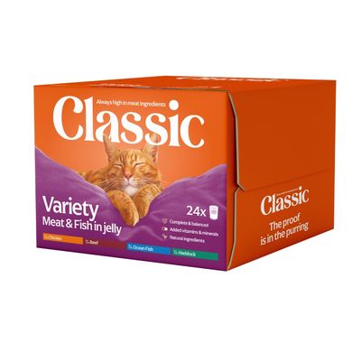 Classic Cat Meat & Fish in Jelly 24 x 400g Mixed Pack