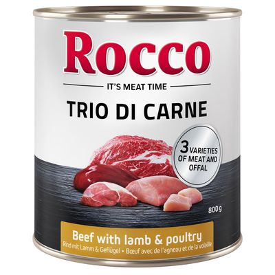 Rocco Classic Trio di Carne 800 g Vacuno con cordero y ave - 6 x 800 g