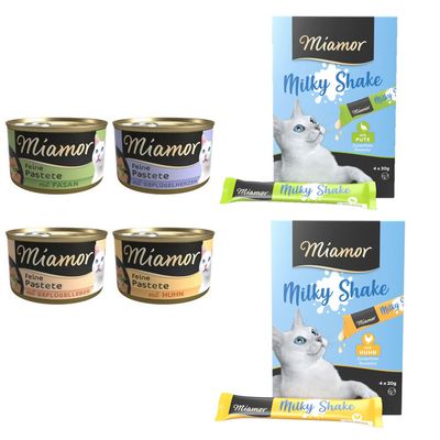 Miamor Pastete, 24 x 85 g + Miamor Milky Shake: indyk, 4 x 20 g i kurczak, 4 x 20 g gratis!