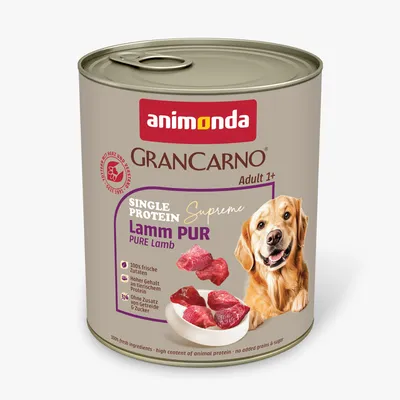 animonda GranCarno Adult 1+ Single Protein Supreme Lamb PURE. 100% fresh ingredients, high content of animal protein, no added grains or sugar. animonda GranCarno Adult 1+ Single Protein Supreme Lamb PURE. 100% fresh ingredients, high content of animal protein, no added grains or sugar.