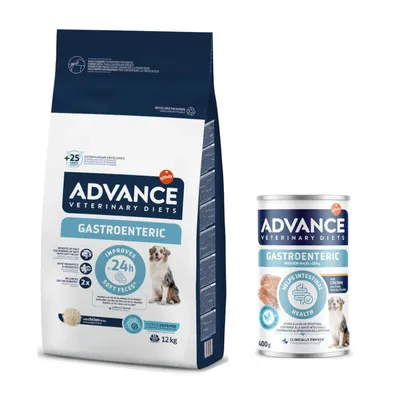 12 kg Advance Veterinary Diets droogvoer voor honden + 400 g Advance Veterinary Diets natvoer gratis - 12 kg Gastroenteric + 400 g Gastroenteric Medium/Maxi