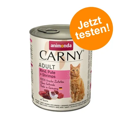 Animonda Carny Adult Katzenfutter, Rind, Pute + Shrimps. 100% frische Zutaten, ohne Getreide, Made in Germany. Jetzt testen!