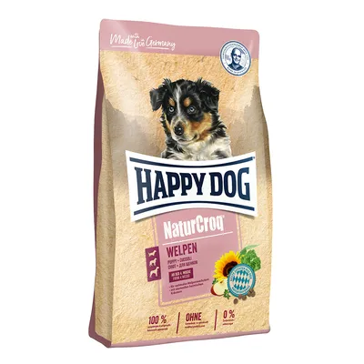 Happy Dog NaturCroq alimento para cachorros a partir de la 4ª semana, con girasol y hierbas, 100% ingredientes naturales, sin azúcar añadido, fabricado en Alemania.