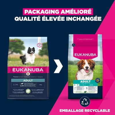 Eukanuba Premium Nutrition Adult Small et Medium Breed Agneau et Riz - 12 kg