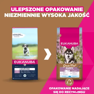 Eukanuba Grain Free Puppy Large & Giant Breed, ryba morska - 12 kg
