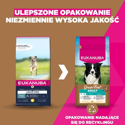 Eukanuba Grain Free Adult Small & Medium, kurczak